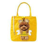 Canvas Pet Carrier Bag - Cute Head Out Tote | Portable Breathable Shoulder | Dinosaur Bee Rabbit Cartoon Design, Anti Stress Soft Travel Purse, Comfortable Hole Window, for Small Dogs Cats Kitten Puppy