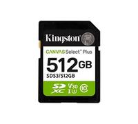 Kingston Carte mémoire SDXC Canvas Select Plus Gen3 512 Go 150 Mo/s C10 UHS-I U3 V30