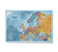 CANVASCALE Carte de l'Europe sur toile avec tableau en liège pour épingler les destinations de voyage - Images sur toile de haute qualité avec carte de l'Europe (120x80 cm, Motif 10)