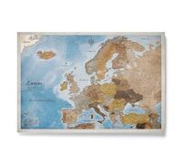 CANVASCALE Carte de l'Europe sur toile avec tableau en liège pour épingler les destinations de voyage - Images sur toile de haute qualité avec carte de l'Europe (120x80 cm, Motif 2)