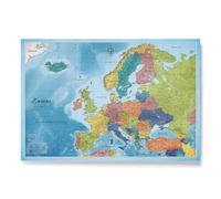 CANVASCALE Carte de l'Europe sur toile avec tableau en liège pour épingler les destinations de voyage - Images sur toile de haute qualité avec carte de l'Europe (120x80 cm, Motif 13)