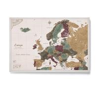 CANVASCALE Carte de l'Europe sur toile avec tableau en liège pour épingler les destinations de voyage - Images sur toile de haute qualité avec carte de l'Europe (90x60 cm, Motif 3)