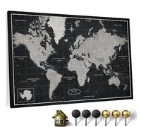 CANVASCALE Carte du monde en toile avec tableau d'affichage en liège - Labels en anglais - Décoration murale décorative pour toutes les pièces - Tableaux sur toile (70x50 cm, Motif 7)