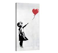 canvashop Banksy - Banksy - Peintures modernes avec ballon - 60 x 30 cm - Cadre sur toile - Impression murale - Bansky - Fille - Street - Art pop art