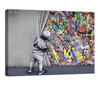 canvashop Banksy Lot de 50 x 35 cm - Papier peint pour enfant - Décoration murale sur toile - Prêts à accrocher