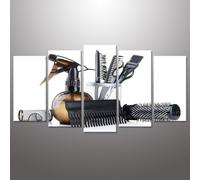Canvawall Art Baber Shop Panneau De Barbier, Ciseaux, Outils, Coiffure, Coupe De Cheveux, Emblème, Image Imprimée Sur Toile Pour Salon, Tendue Et 200 X 100 Cm. (Sans Cadre)