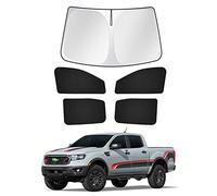 Canvcle Lot de 5 pare-soleil pour Ford Ranger 2019-2024 2025 4 portes - Pare-soleil latéral et arrière - Garde le véhicule au frais - Noir