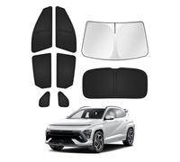 Canvcle Lot de 8 Pare-Soleil pour Hyundai Kona 2024 2025 - Accessoires pour Pare-Brise latéral et arrière - Protection de l'intimité - Garde Le véhicule au Frais - Noir