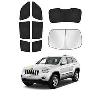 Canvcle Lot de 8 Pare-Soleil pour Jeep Grand Cherokee 2011-2021 - Pare-Soleil pour vitres latérales et arrière - Protection de l'intimité - Garde Le véhicule au Frais - Noir