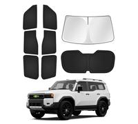 Canvcle Lot de 8 pares-soleil pour Toyota Land Cruiser Prado 250 de 2024, 2025, 2026 - Accessoires pour pare-brise latéral et arrière - Protection de l'intimité - Garde le véhicule au frais - Noir