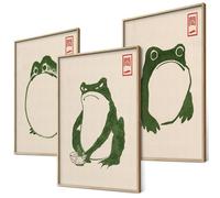 canvea Hoji Grenouilles Lot de posters Ukiyo-e Art japonais japonais Décoration murale Images Décoration de chambre à coucher Salon Peinture éclectique