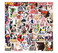 Canverlens Cool Chainsaw Man Anime Autocollants Pack 50 PCS | Autocollants pour Voiture, Ordinateur Portable, Bouteilles d'eau, Autocollants pour Adolescents Autocollants en Vinyle Mignons