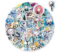 Canverlens Cool Hatsune Miku Anime Autocollants Pack 50 PCS | Autocollants pour Voiture, Ordinateur Portable, Bouteilles d'eau, Autocollants pour Adolescents Autocollants en Vinyle Mignons