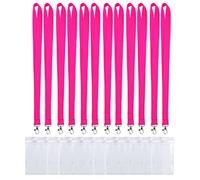 CANWELUX Lot de 12 cordons pour badges d'identité, lanières avec supports anti-perte pour croisière (rose vif fluo, lot de 12)