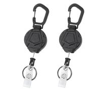 Canxyeun 2pcs Porte Cle Retractable Robuste Bobines Badge Retractables Avec Mousqueton en Alliage Pour Usage Quotidien Travail Securise Porte Cle Resistance Cordon Acier Inox