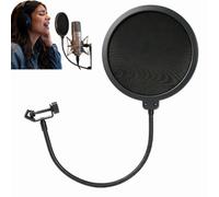 Canxyeun Microphone Filtre Anti-Pop Double Couche,Anti Pop Avec Col De Cygne Métal Réglable&Pince À Vis,Pour Blue Yeti,Snowball,HyperX QuadCast,Streaming,Podcast,Chant,Vocal,Microphone Studio,Noir