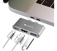 Canyon - Docking Station Thunderbolt 3 Compatible avec MacBook Air et Pro - Dock Hub USB 3-en-1, Charging Port USB 3.0, Sortie 4K HDMI, Chargement et Transferts de données Rapide