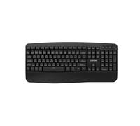 CANYON HKB-W6 Clavier sans fil noir, 105 touches, double connexion 2,4 GHz et Bluetooth, design ergonomique avec repose-poignet, interrupteur à membrane, résistant aux éclaboussures, 12 touches