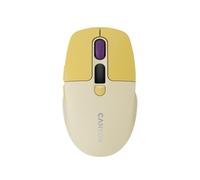 CANYON MW-26 Souris sans fil, double mode 2,4 GHz et Bluetooth, clic silencieux, écran LCD de la batterie, DPI réglable jusqu'à 2400, rechargeable USB-C, jaune