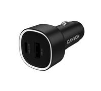 CANYON OnDrive 85 Chargeur de voiture 85 W double port USB-C PD 65 W + adaptateur de charge rapide USB-A QC 18 W pour ordinateur portable, tablette, smartphone, noir