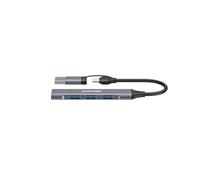 Canyon OnHub 02 Hub USB-C à 4 ports - Concentrateur compact et universel gris pour ordinateurs, tablettes et smartphones USB-C et USB-A - 4 ports USB-A pour transfert de données