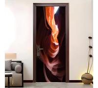 Canyon Rocheux Abstrait Sticker Mural Porte 90x200 cm Autocollant Décoration - Poster de Porte Couleur Orange Résistant aux Rayures et aux Taches Stickers Muraux - Film Adhésif