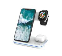 CANYON Station de Charge Apple 3 en 1 Chargeur iPhone Apple Watch Airpods Station Recharge Apple Compatible avec Appareils Qi Adaptateur 18W Contrôle du Rétroéclairage Tactile Blanc