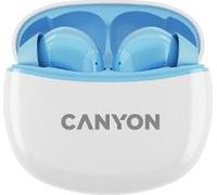 Canyon TWS-5, casque intra-auriculaire Bluetooth sans fil, chargeur USB-C, station de charge en cassette, bleu