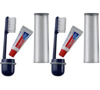 Cao Camping Brosse à Dents avec Tube, Mixte Adulte, Bleu, Taille unique (Lot de 2)