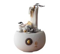 CAOJLjiaxiang-2012 Fontaine de bureau en rocaille de grès Décoration de bureau Eau circulante Petite fontaine méditation relaxation cascade d'intérieur (blanc)