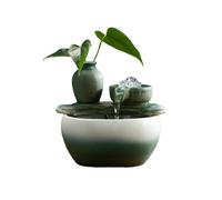 CAOJLjiaxiang-2012 Fontaine de table fontaine à eau petite fontaine ornements d'eau salle de séjour circulation d'eau bureau bureau humidificateur décorations cascade d'intérieur (vert)