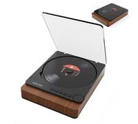 CAOJS Lecteur CD rétro Marron, Platine Vinyle Portable avec Couvercle Anti-poussière, esthétique élégante, Compatible avec diverses Sources Audio, pour Une expérience Musicale de Haute qualité