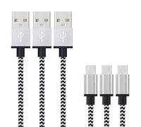 CAOLATOR Andrews V8 USB 3.1 Lot de 3 câbles de données en aluminium Micro USB et synchronisation des données Câble de charge rapide 1 m Blanc