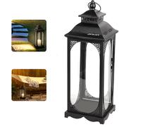 Caossuixin Lanterne noire pour décoration de bougies, 34 cm, pour | Lanterne funéraire en métal pour extérieur - Résistante aux intempéries - Lanterne de jardin d'intérieur - Pour Noël