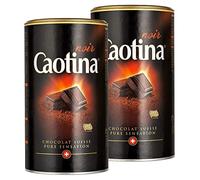 Caotina noir, Poudre de Cacao avec du Chocolat Noir Suisse, Chocolat Chaud, Lot de 2, 2 x 500g