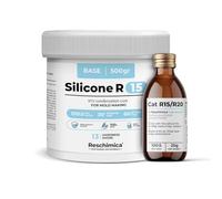 Caoutchouc de Silicone R15 pour Moule Souples (13 ShoreA), bi-composant, durcissement Rapide (6h), Caoutchouc de coulée Blanc Semi-Brillant pour la Reproduction de modèles et Bijoux (500 GR)