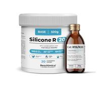 Caoutchouc de Silicone R20 pour Moule Souples (20 ShoreA), bi-composant, durcissement Rapide (6h), Caoutchouc de coulée Blanc Semi-Brillant pour la Reproduction de modèles et Bijoux (500 GR)