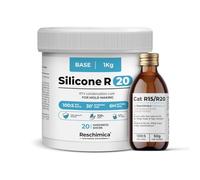 Caoutchouc de Silicone R20 pour Moule Souples (20 ShoreA), bi-composant, durcissement Rapide (6h), Caoutchouc de coulée Blanc Semi-Brillant pour la Reproduction de modèles et Bijoux (1 kg)
