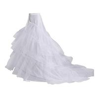 caoxhenr 3 couches fil 2-cerceaux mariée robe de mariée longue jupe traînante jupon taille élastique cordon de serrage réglable en queue de poisson Slip, w, taille unique