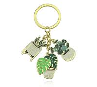 CAOXIAN Succulent plante porte-clés mignon dame potted porte-clés sac pendentif voiture porte-clés feuille verte anneau clé pour plante obsessed femme couple amis cadeau, vert, M