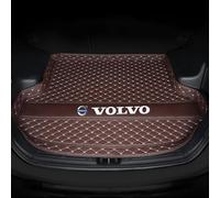 CAOXINZI Tapis de Coffre de Voiture en Cuir pour Volvo V90 2016-2021 2022 2023 2024, Tapis de Coffre Arrière de Voiture avec Bord Haut, AntidéRapant ImperméAble Protection Accessoires,A Coffee