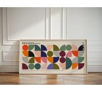 CAOXTART Affiche d'exposition d'estampes Bauhaus : Peinture sur toile moderne du milieu du siècle, art mural géométrique (80x160cm/cadre intérieur)