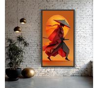 CAOXTART Affiche imprimée « Ombre de samoura, toile abstraite de guerrier, décoration murale japonaise (30 x 50 cm, sans cadre)