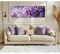 CAOXTART Affiche lilas violet, impression panoramique sur toile. Décoration murale sur toile représentant des plantes de jardin, pour le salon ou la maison (20 x 60 cm, cadre intérieur).