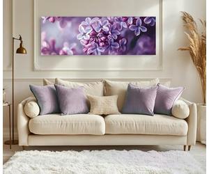 CAOXTART Affiche lilas violet, impression panoramique sur toile. Décoration murale sur toile représentant des plantes de jardin, pour le salon ou la maison (20 x 60 cm, cadre intérieur).