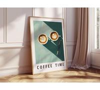 CAOXTART Affiche « Pause caf頻, toile décorative rétro pour café, tableau décoratif pour cuisine style années 50, œuvre d'art minimaliste pour bar à café (80 x 120 cm/cadre intérieur)