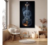 CAOXTART Affiche violon sur toile, peinture sur toile effet fumée, tableau abstrait musical pour salon, décoration intérieure (65 x 120 cm/cadre intérieur)