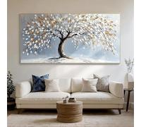 CAOXTART Affiches et impressions abstraites d'arbres, peinture de feuilles blanches dans un paysage d'hiver, art mural minimaliste moderne pour chambre (65x130cm/sans cadre)