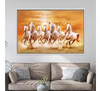 CAOXTART Affiches et impressions de chevaux, toile blanche au galop : peinture de coucher de soleil, œuvre d'art décorative moderne et élégante pour la maison (30x40cm/sans cadre)