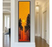 CAOXTART Affiches et impressions Forêt au coucher du soleil, art mural vertical sur toile : impression de peinture minimaliste de la nature, œuvre d'art de paysage moderne (30x90cm/sans cadre)